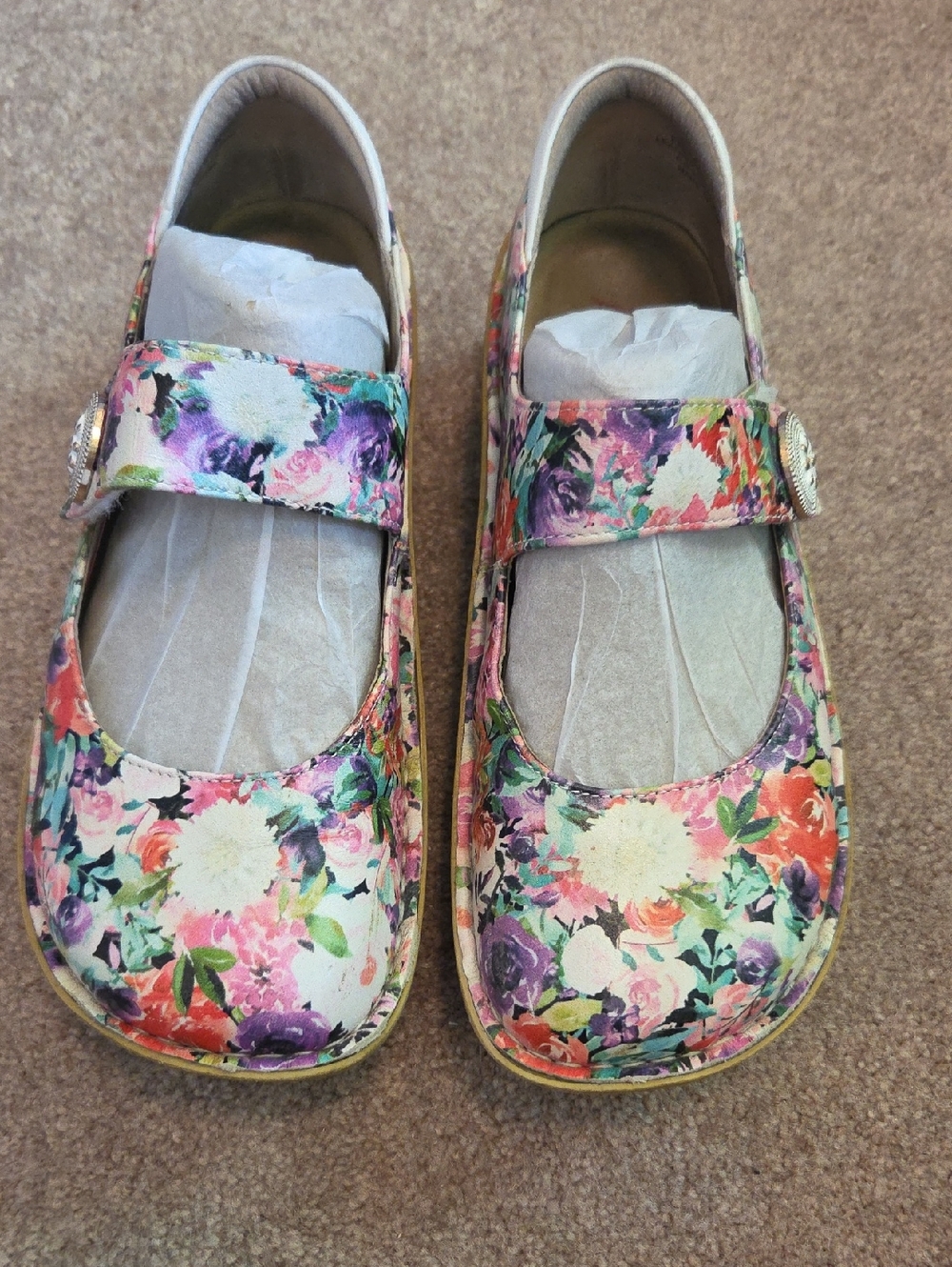 Alegria Floral Mary Jane Shoes Size 37 Great For Nursing!
